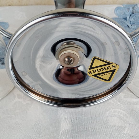 MCM Kromex Condiment Carousel/Server with 2 Glass Cups - Picture 12 of 12